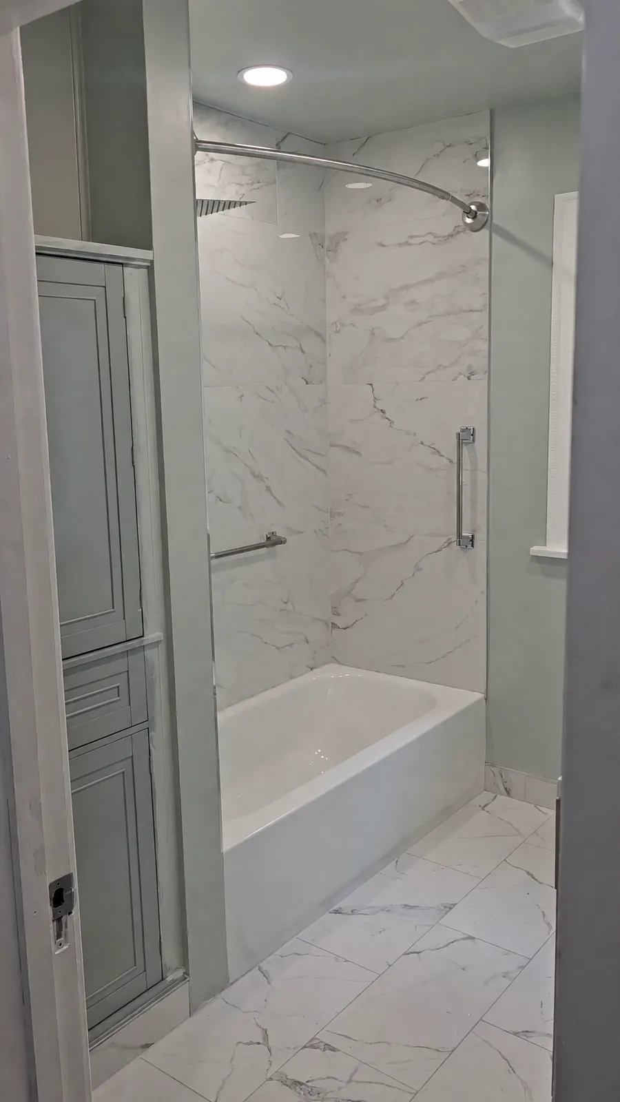Marble walk-in shower