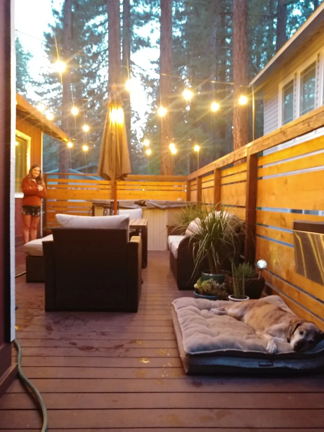 Evening outdoor-living deck