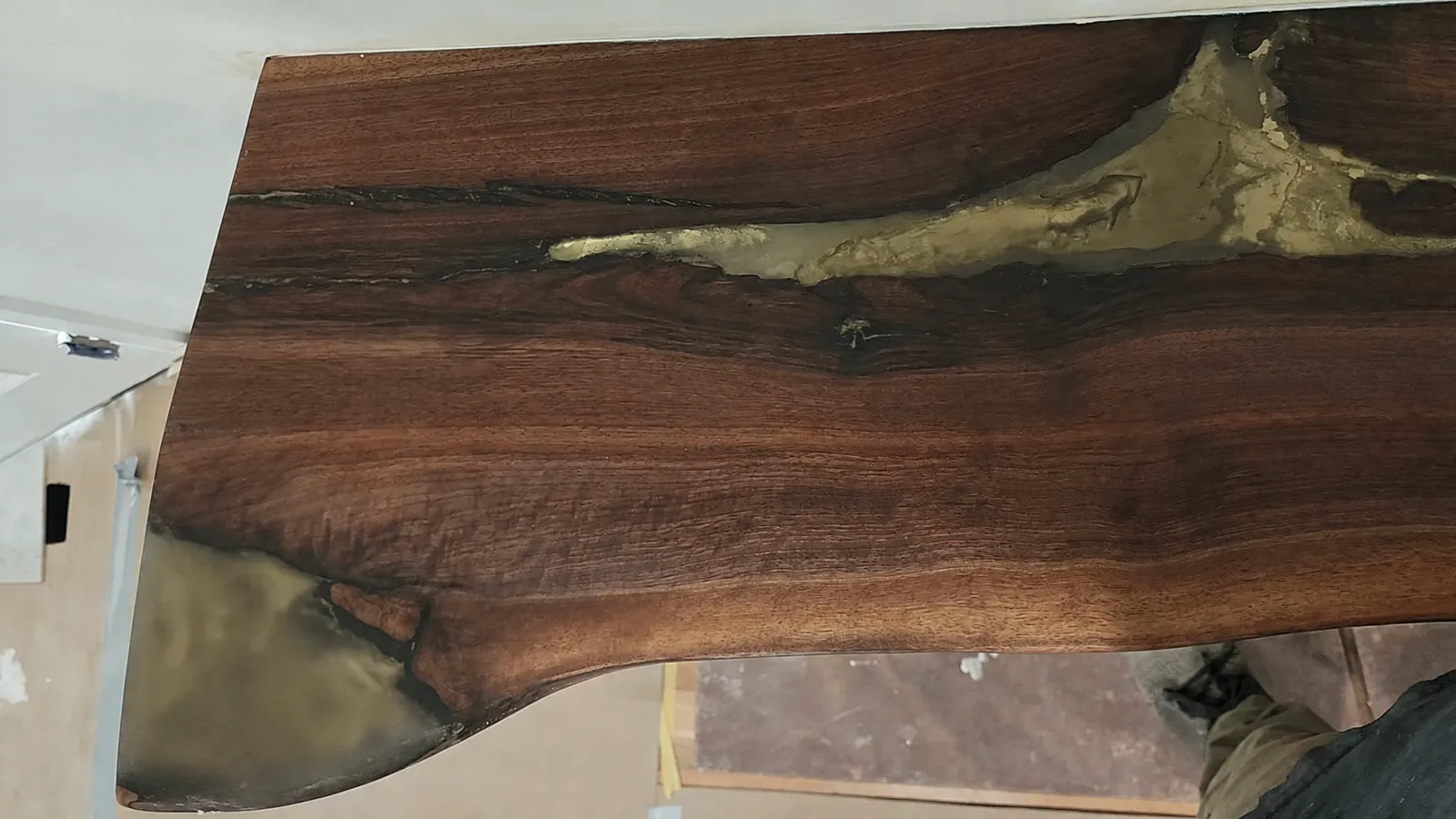 Live-edge vanity with epoxy river inlay